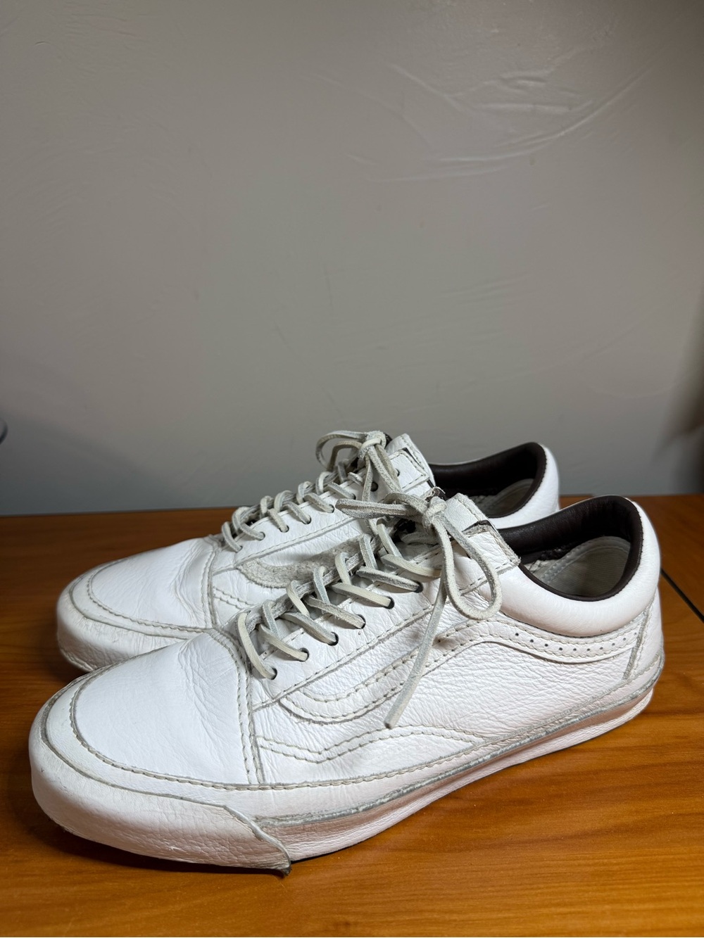 Vans Old Skool Full Leather White Sneaker‎ Casual Y2K Streetwear Skate M8.5
